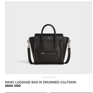 Celine Nano Luggage Bag in Black Calfskin